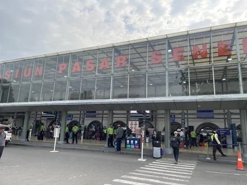 Landscape view of the Pasar Senen train station building during the day Stock Photos