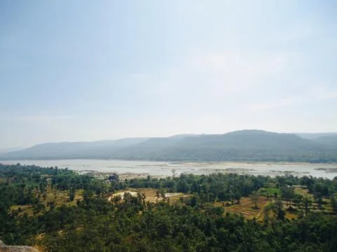 Landscape view point of low mountain Stock Photos