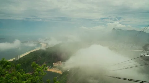 Landscape View Of Rio De Janeiro Cityscape, Brazil With White Clouds On The Stock Footage 141428941