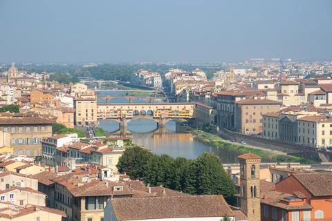 Landscape view of the river Arno Stock Photos
