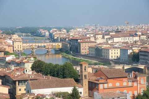 Landscape view of the river Arno Stock Photos