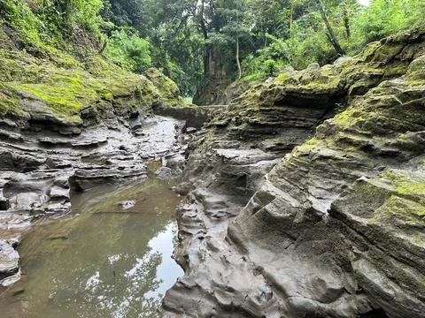 Landscape view of river valley featuring water stream Stock Photos