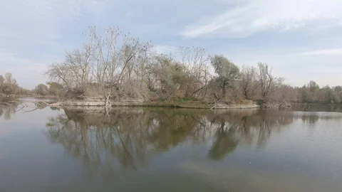 Landscape view of riverside from the moving boat. Stock Footage 99722056