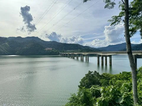 Landscape View of Road Bridge Overpass Lake Banding at Royal Belum Rainforest Stock Photos
