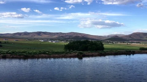 Landscape view of a rural pond HD Stock-Footage 80236654