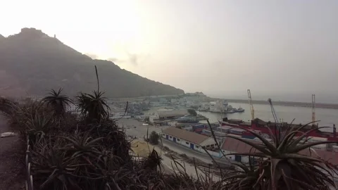 Landscape view of the seaport Stock Footage 160760979