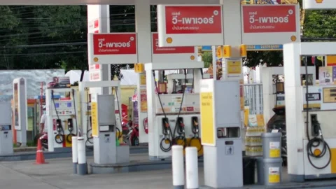 Landscape view of shell petro station in phuket,thailand Stock Footage 138163247