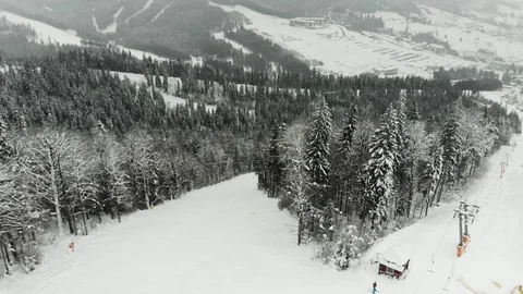 Landscape view of ski trace in ski resort Stock Footage 122933516