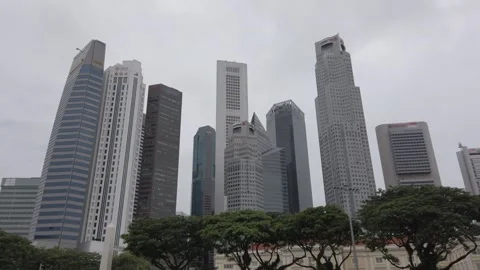 Landscape view up to sky view surrounding with highrise office skyscraper b.. Stock Footage 311056318