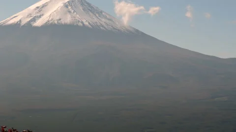 Landscape view of the snow tip mount Fuji in Japan Stock Footage 158516881
