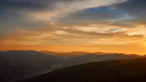 Landscape view of sunset over the mountain. Stock Footage 134674974