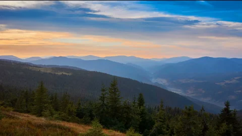 Landscape view of sunset over the mountain. Stock Footage 134837053