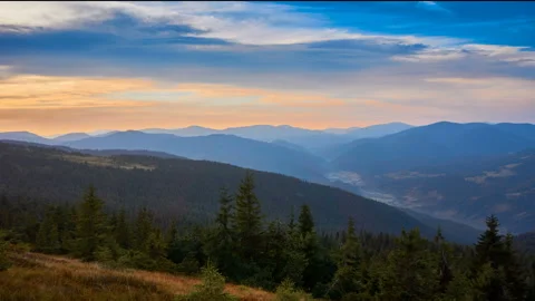 Landscape view of sunset over the mountain. Stock Footage 134837552