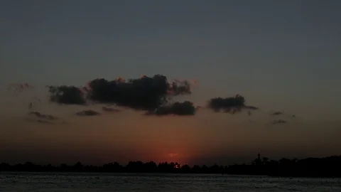 Landscape view of sunset on the river with cloudy sky Stock-Footage 121652367