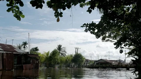 Landscape view of tide water on the river canal Stock Footage 132528315