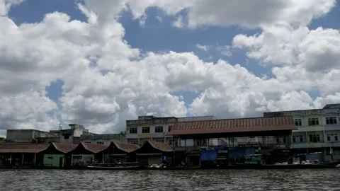 Landscape view, traditional dock of logistics supply in Banjarmasin Stock Footage 132591849