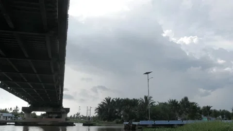 Landscape view, under the bridge of Lok Baintan dock Stock Footage 133451033