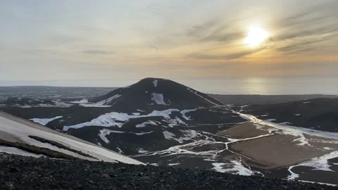 Landscape view from the volcano in Iceland Stock Footage 237956102