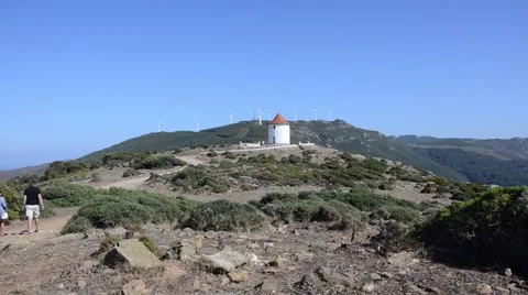Landscape view of windmills on mountain Stock Footage 68768971