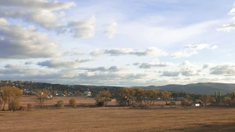  Landscape of village edge Stock Footage 81207009