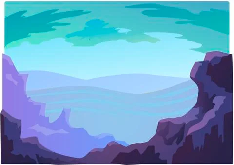 Landscape violet mountains for animation Stock Illustration