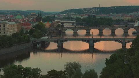 Landscape with Vltava river Stock Footage 219708369
