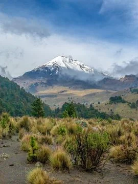 Landscape of volcano Orizaba with clouds Stock Photos