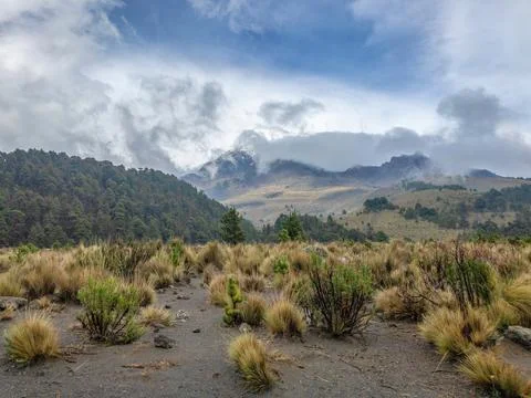 Landscape of volcano Orizaba with clouds Stock Photos