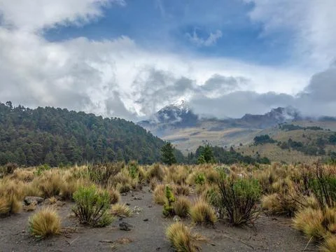 Landscape of volcano Orizaba with clouds Stock Photos