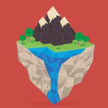Landscape with waterfall Stock Illustration
