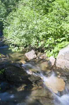 Landscape with waterfall in the mountains Foto stock