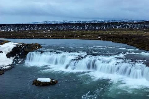 Landscape with waterfall Stock Photos