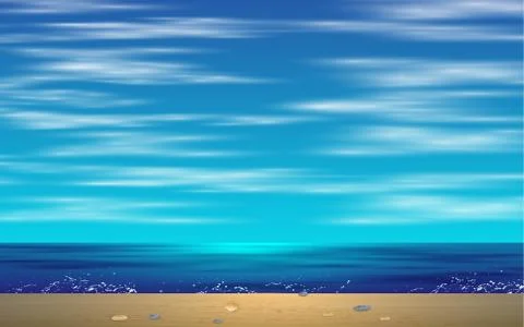 Landscape of wave on the beach in day time Stock Illustration