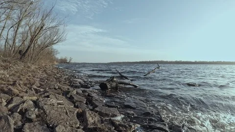 Landscape waves on the river Stock Footage 125615655