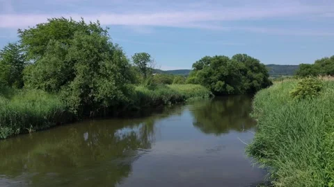 The landscape of the Werra Valley between Hesse and Thuringia at Herleshausen Stock Footage 156352296