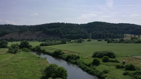 The landscape of the Werra Valley between Hesse and Thuringia at Herleshausen Stock Footage 156352756