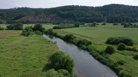 The landscape of the Werra Valley between Hesse and Thuringia at Herleshausen Stock Footage 156352775