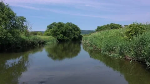 The landscape of the Werra Valley between Hesse and Thuringia at Herleshausen Stock Footage 156353057