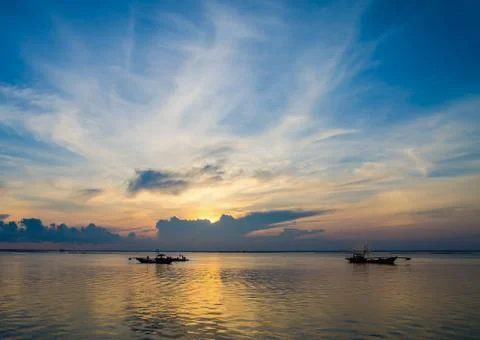 Landscape when the sunshine with cloudscape and sea. Stock Photos