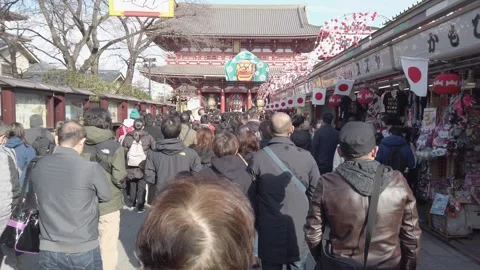 Landscape while walking among many tourist in walking street market infront.. Stock Footage 309919110