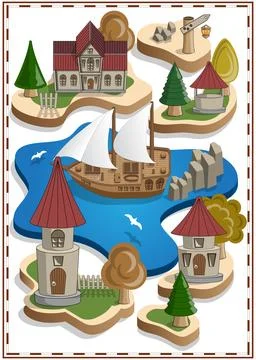 Landscape on a white background. Stock Illustration