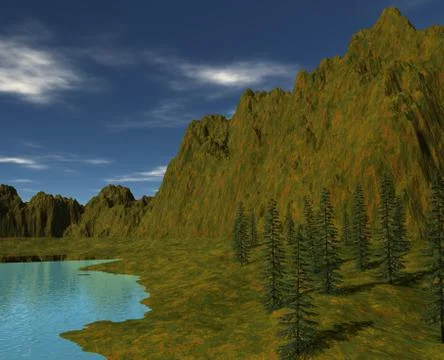 The landscape of the wilderness with trees Stock Illustration