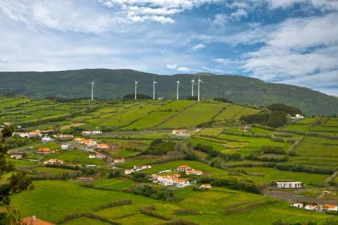 Landscape with wind generators Stock Photos