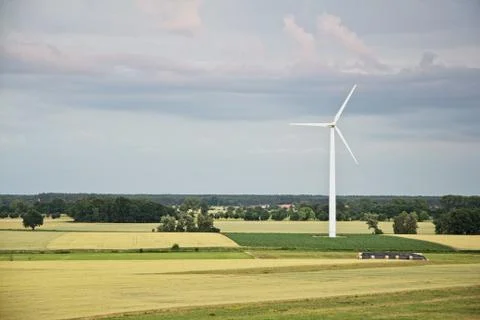 Landscape wind generators sky white clouds Stock Photos