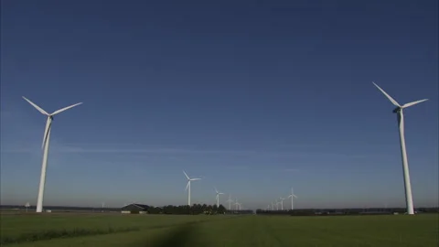 Landscape wind power windmills shade Stock Footage 298016244