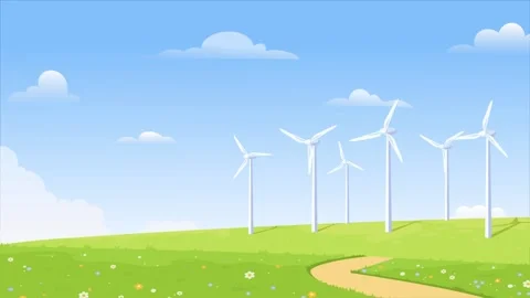 Landscape with wind turbines Stock Footage 264700850