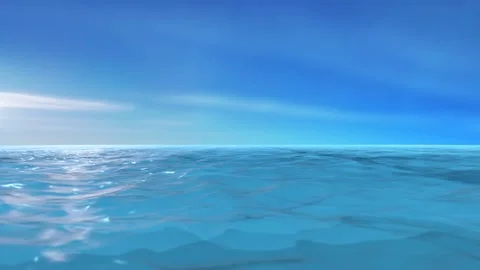 Landscape of winding animated blue ocean with sky and clouds Stock Footage 241249448