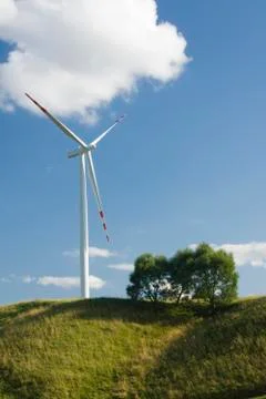 Landscape with windmill Stock Photos