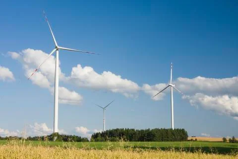 Landscape with windmill Stock Photos
