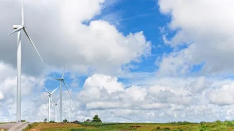 Landscape windmills field Stock Photos